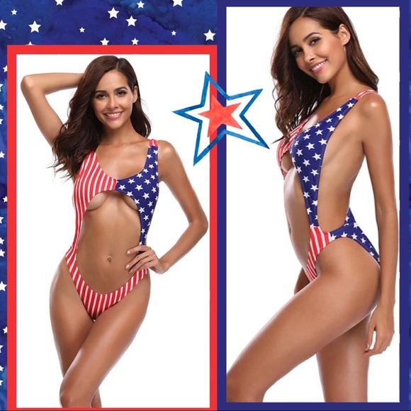 USA Proud ~ One-Piece Backless Thong Style Suit - Picture 4 of 7